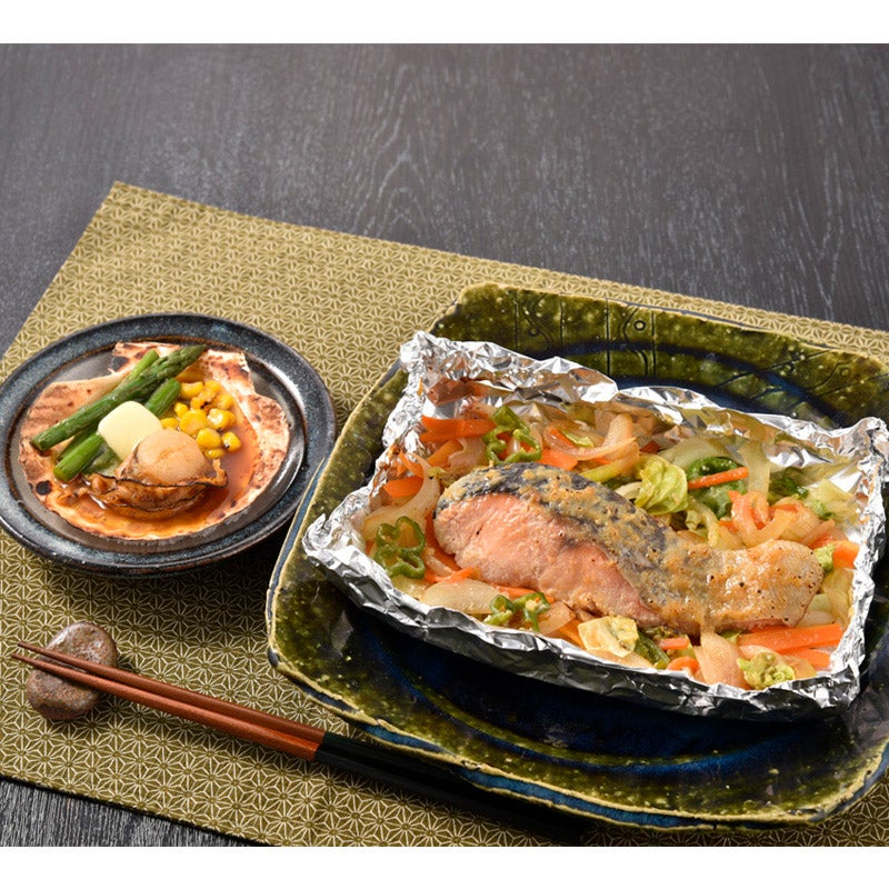北海道 鮭のちゃんちゃん焼きと帆立バター焼き