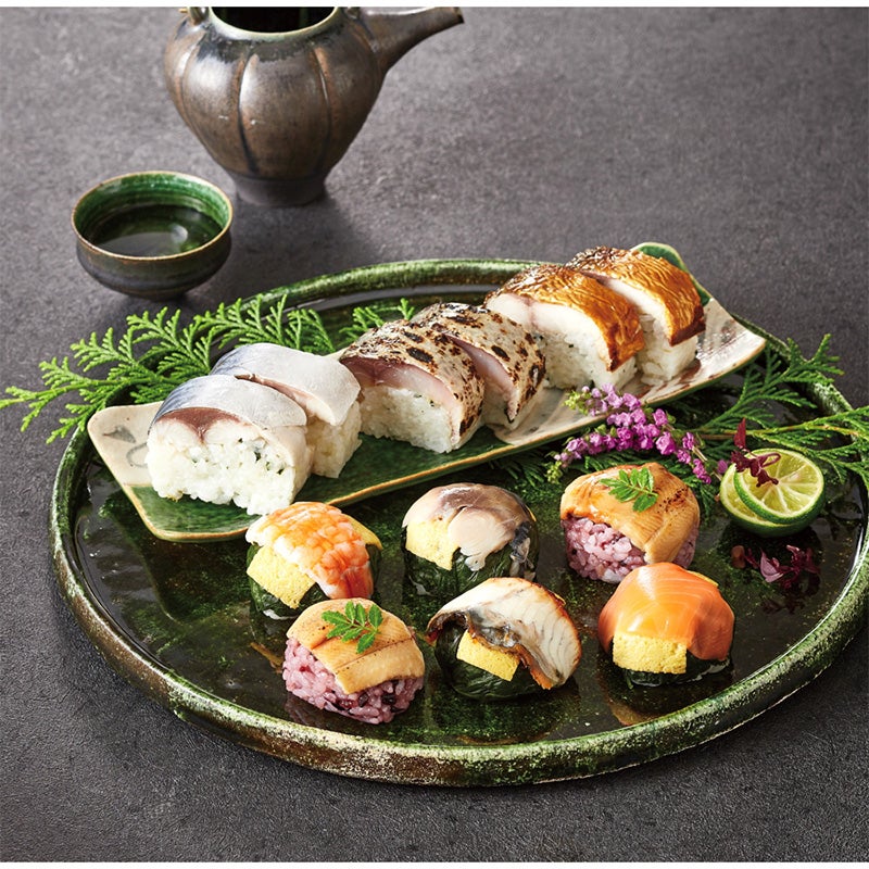 奈良「わさび葉寿しうめもり」/手鞠わさび葉寿しと３種の鯖棒寿司詰合せ