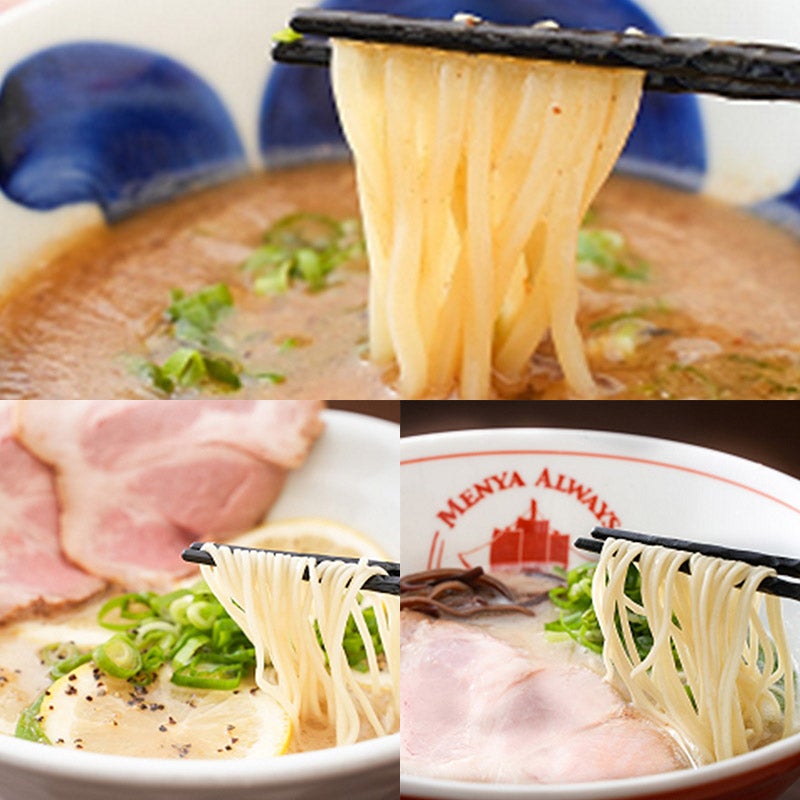 麺也オールウェイズ 長崎あご出汁魚介つけ麺・レモンとんこつラーメン・とんこつラーメン3種食べ比べセット 3種計4食