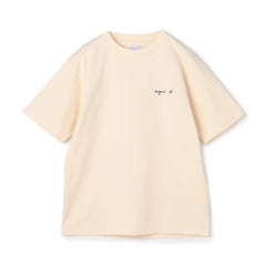 agnes b. ロゴ刺繍5分丈Tシャツ