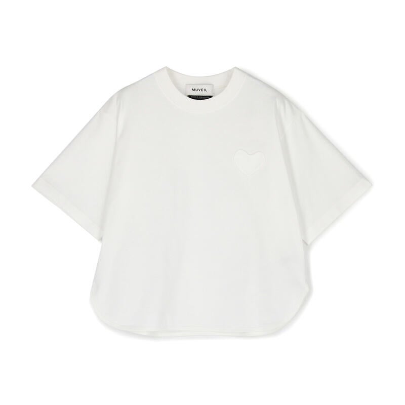 【MUVEIL】パイピングヘムハートパッチＴシャツ