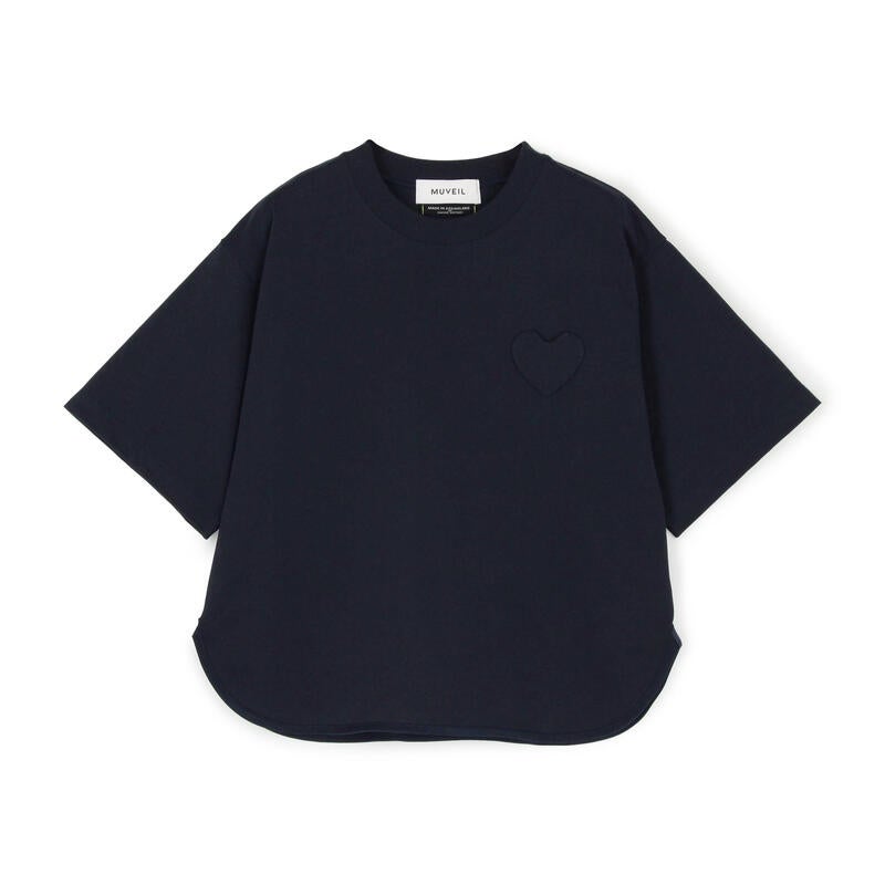 【MUVEIL】パイピングヘムハートパッチＴシャツ
