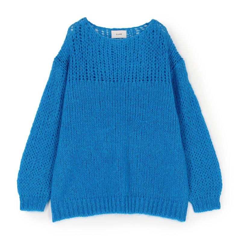 【CLANE】HALF SHEER LOOSE MOHAIR KNIT TOPS
