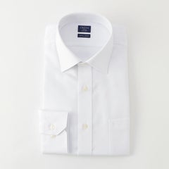 【日清紡アポロコット】綿100％形態安定ドビー柄長袖ワイシャツ セミワイドカラー