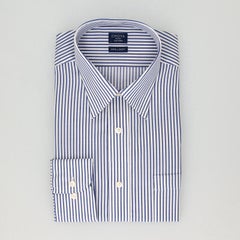 【日清紡アポロコット】綿100％形態安定ストライプ柄長袖ワイシャツ レギュラーカラー