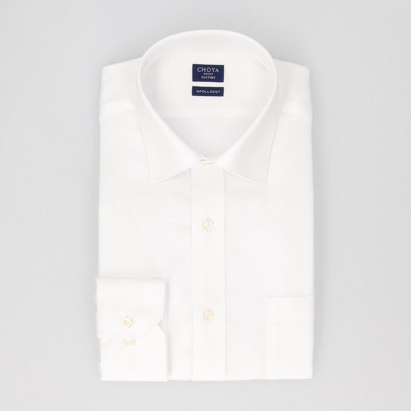【日清紡アポロコット】綿100％形態安定ドビー柄長袖ワイシャツ セミワイドカラー