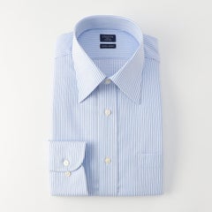 【日清紡アポロコット】綿100％形態安定ストライプ長袖ワイシャツ レギュラーカラー