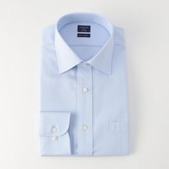 【日清紡アポロコット】綿100％形態安定無地長袖ワイシャツ ショートワイドカラー