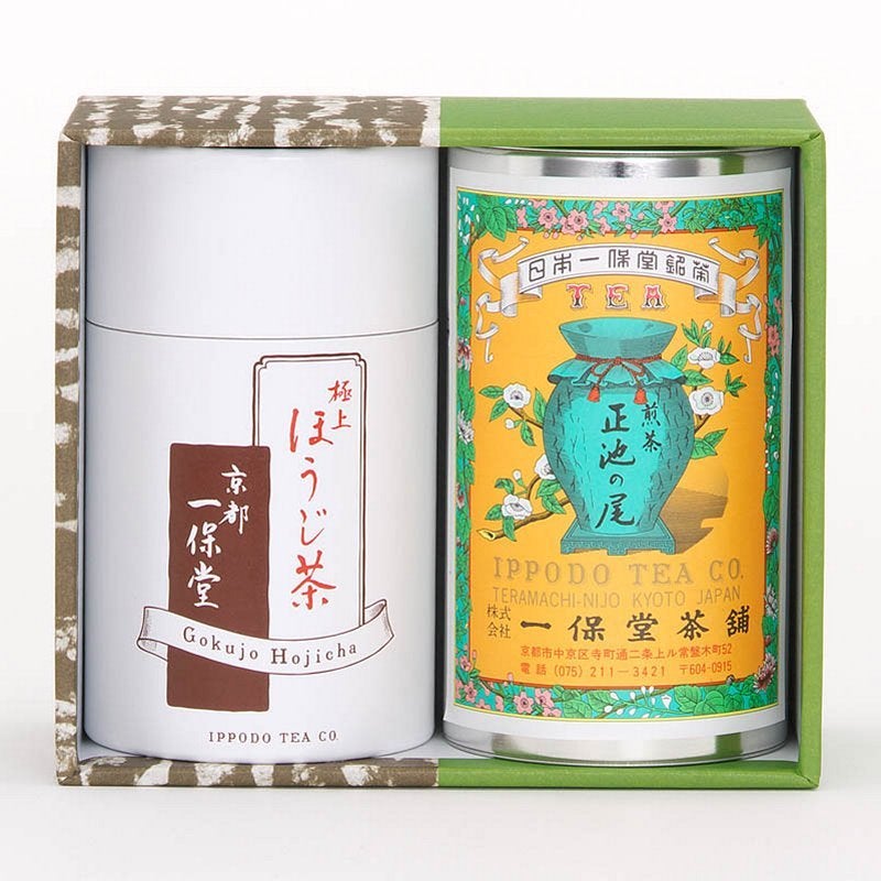 煎茶正池の尾・極上ほうじ茶 中缶箱