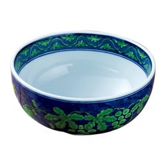 緑彩葡萄絵 楕円取鉢