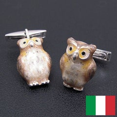 イタリア製フクロウのシルバーカフスボタン（カフリンクス）　SATURNO（サツルノ）：　Made in Italy