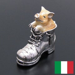 イタリア製 豚とブーツのシルバーオブジェ　SATURNO(サツルノ)：　Made in Italy