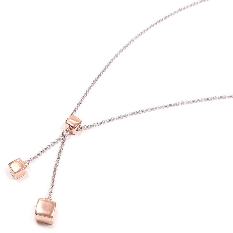 【美品】A&G ブラックレザー ネックレス シルバーチャーム 銀製品の店 アンティエーレ ネックレス キューブチャーム
