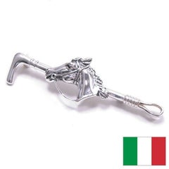 馬と乗馬鞭のシルバーブローチ　サツルノ：イタリア製