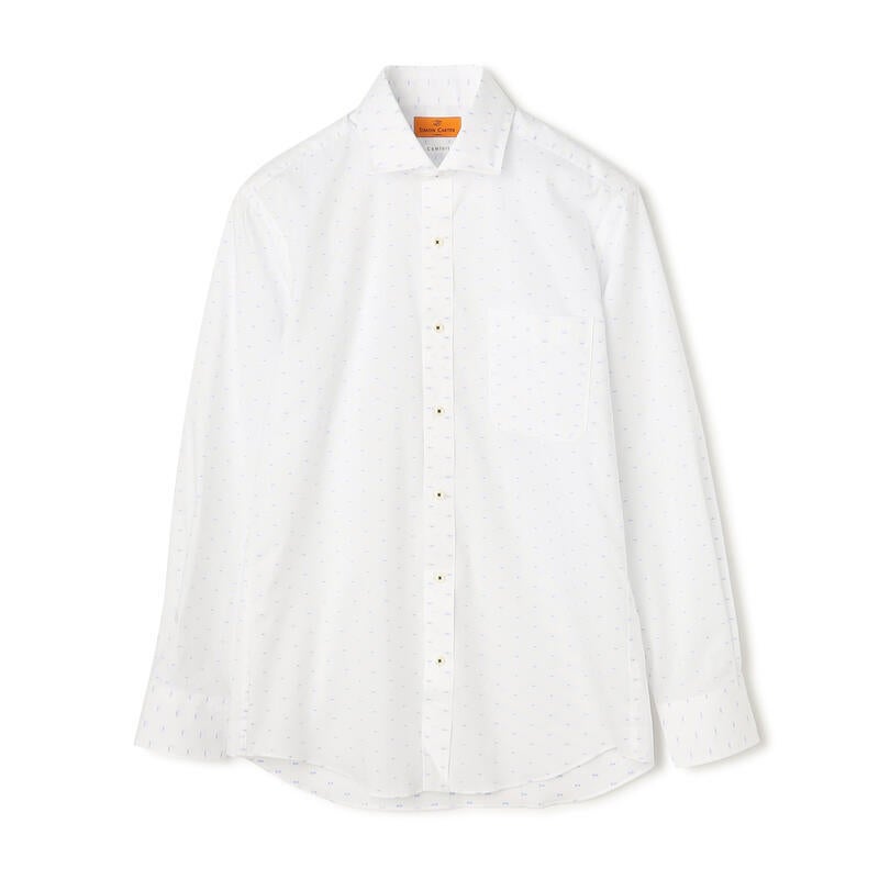 【Comfort】綿100％ ジャカード織りカジュアルシャツ