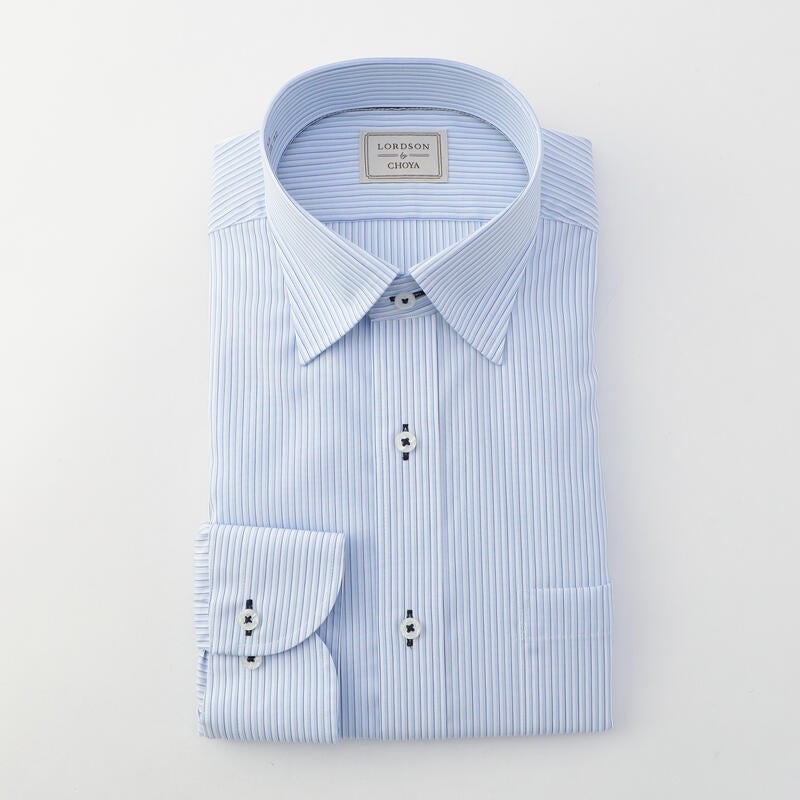 【AIR CLO DRY/吸水速乾】綿100％形態安定長袖ワイシャツ ショートスナップダウン