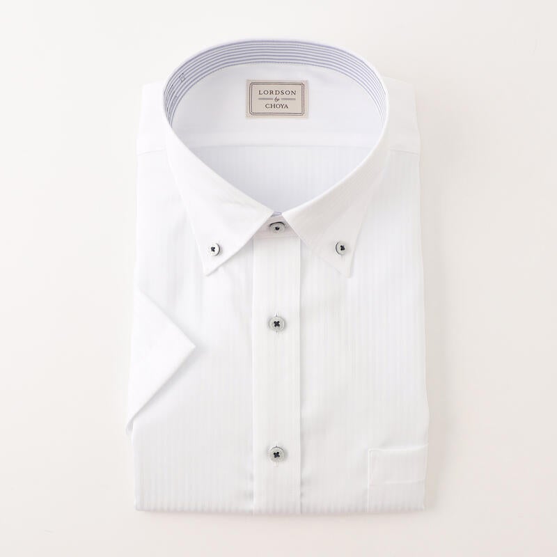 【AIR CLO DRY/吸水速乾】綿100％形態安定ドビー半袖ワイシャツ ショートボタンダウン