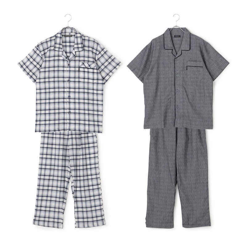 【夏用】夏素材(ナイアガラ＆楊柳)半袖テーラードパジャマ2点セットお楽しみ袋