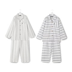 【夏用】綿100％サッカー素材長袖テーラードパジャマ2点セットお楽しみ袋