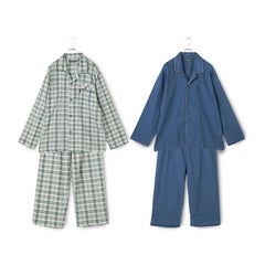 【夏用】綿100％楊柳素材長袖テーラードパジャマ2点セットお楽しみ袋