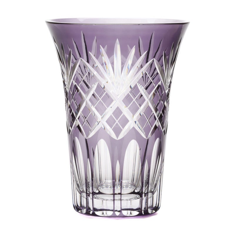 新品未使用】江戸切子 花瓶 ブルー 彩鳳 M-9975主な素材ガラス - 花瓶