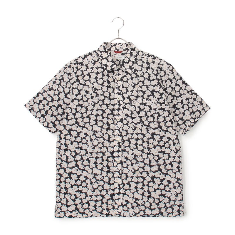 【Blue Line】JAPAN FABRIC/リップルフラワープリント半袖シャツ 04540