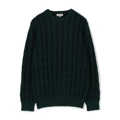 【日本製】ウール100％ジャカードクルーネックセーター