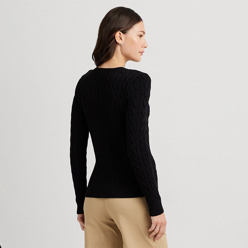 LAUREN RALPH LAUREN ボタントリム ケーブルニット コットン