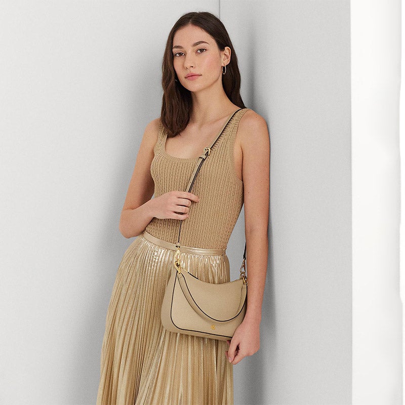 新春にピッタリ☆Ralph Lauren☆正統派ミディアムアンディバッグ LAUREN RALPH LAUREN クロスハッチ レザー ミディアム Danni