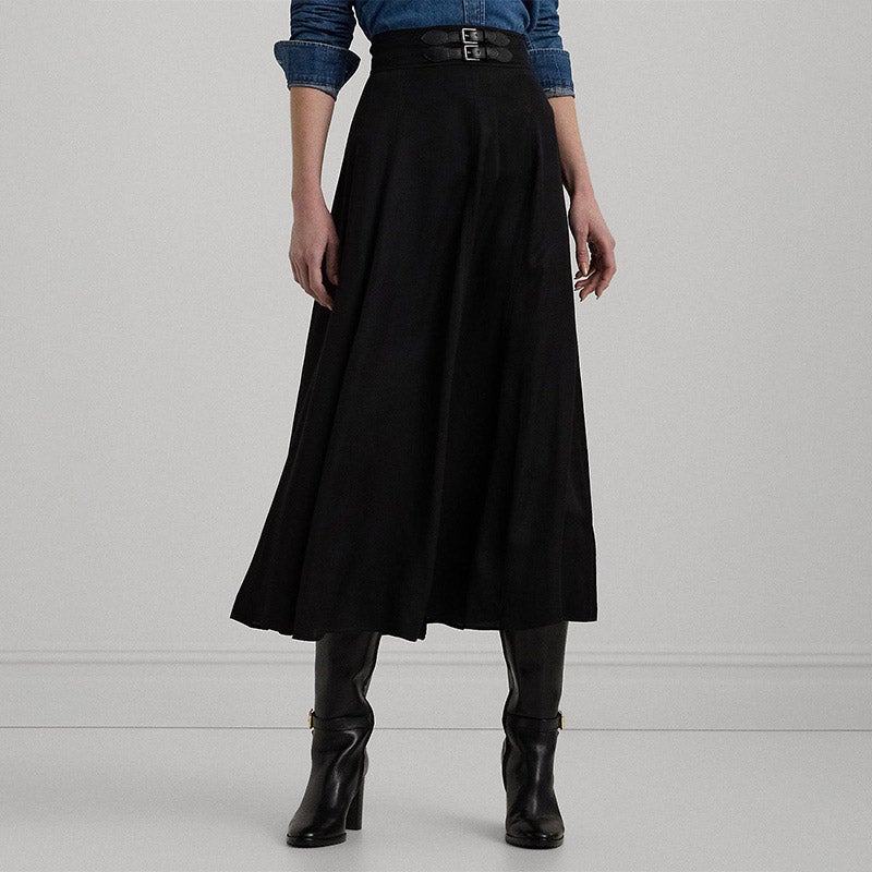 ★関税込★ SPORTMAX ダブルラップベルト ミディスカート LAUREN RALPH LAUREN バックルトリム ツイル ミディ スカート