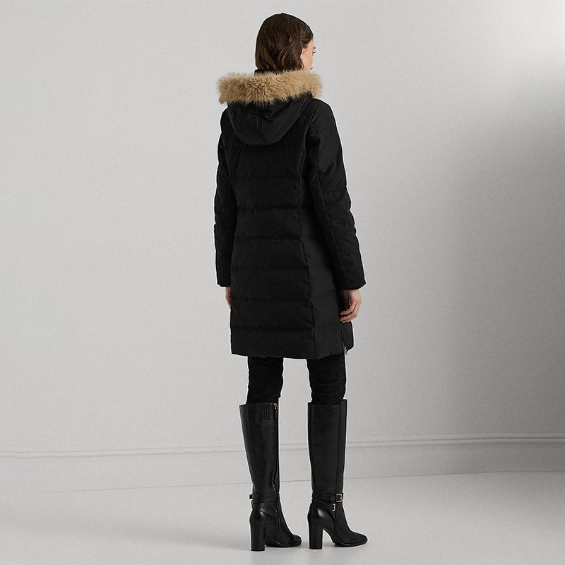LAUREN RALPH LAUREN フェイクファートリム フーデッド ダウン