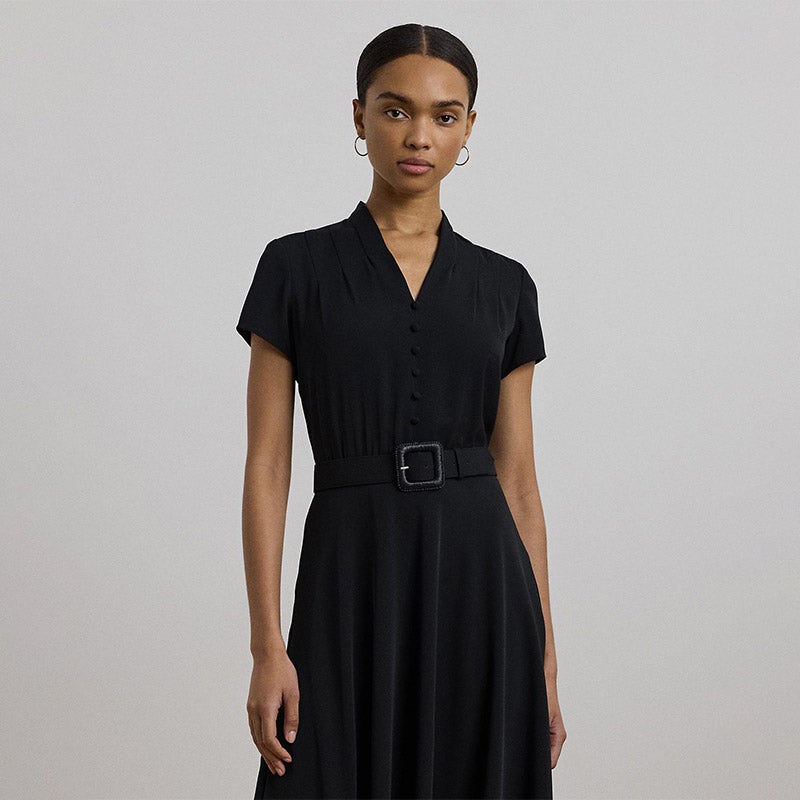 LAUREN RALPH LAUREN ラフィアバックル ベルテッド ジョーゼット