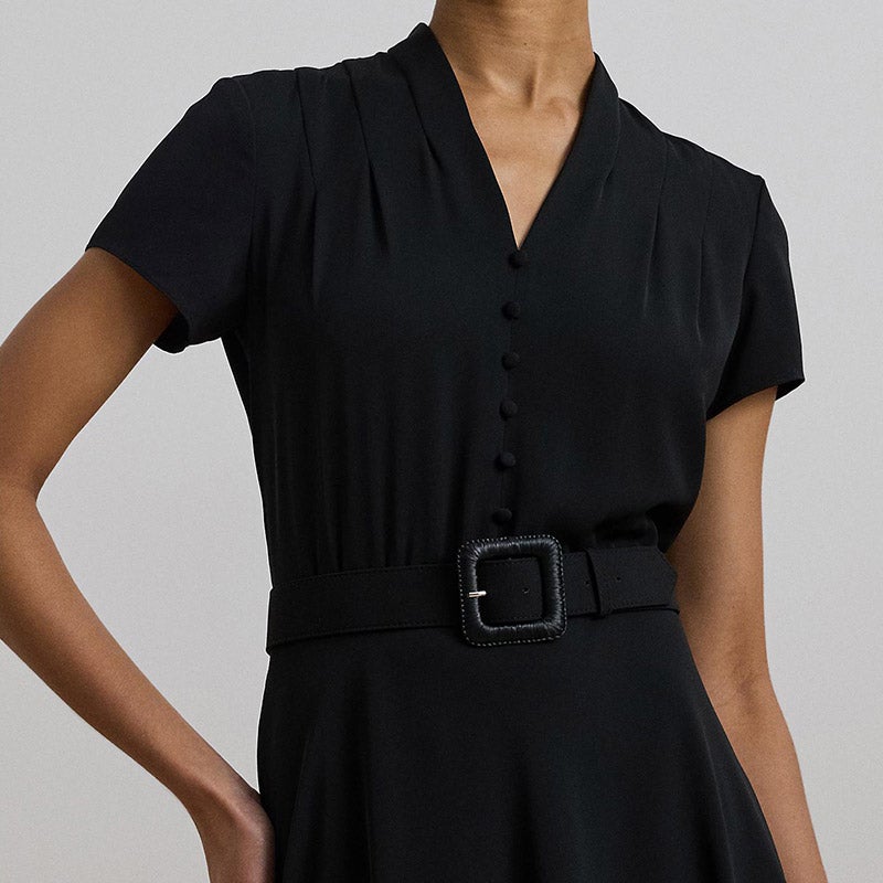LAUREN RALPH LAUREN ラフィアバックル ベルテッド ジョーゼット
