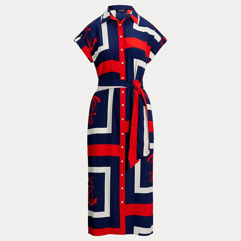 ◆Donna Karan プリントベルテッドシャツドレス ◇Donna Karan プリントベルテッドシャツドレス
