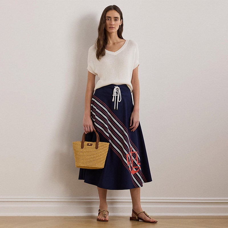 LAUREN RALPH LAUREN ローププリント ツイル レースアップ