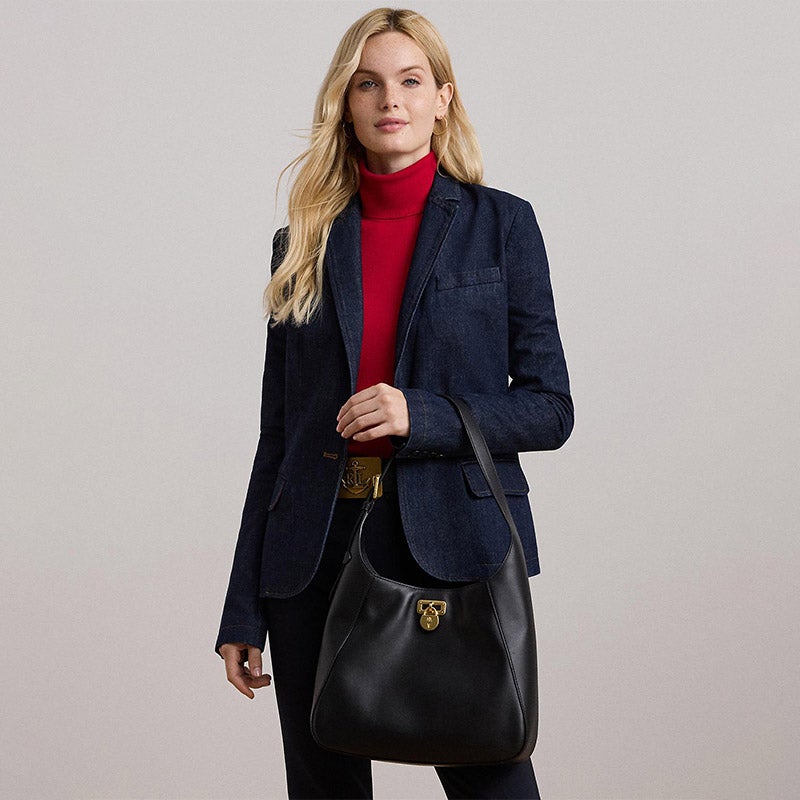LAUREN RALPH LAUREN レザー ラージ Tanner ショルダー バッグ