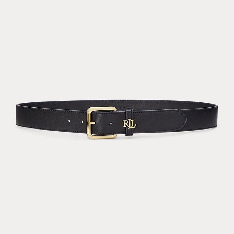 関税送料無【Lauren Ralph Lauren】レザーベルト 2.5㎝幅 ロゴ ロゴ リバーシブル ペブルドレザーベルト