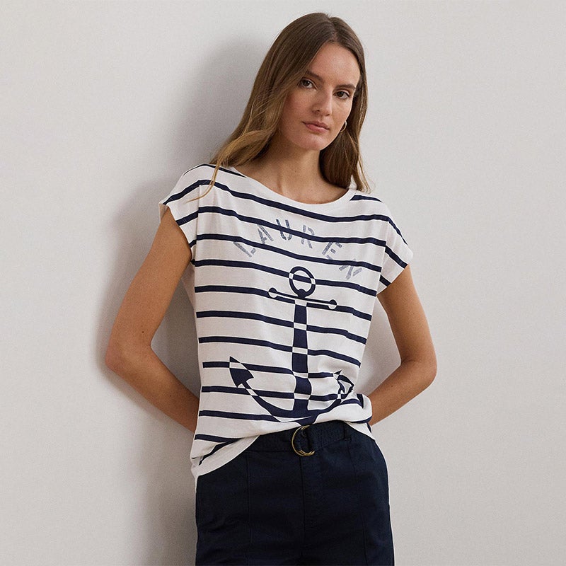 LAUREN RALPH LAUREN ストライプド アンカーグラフィック