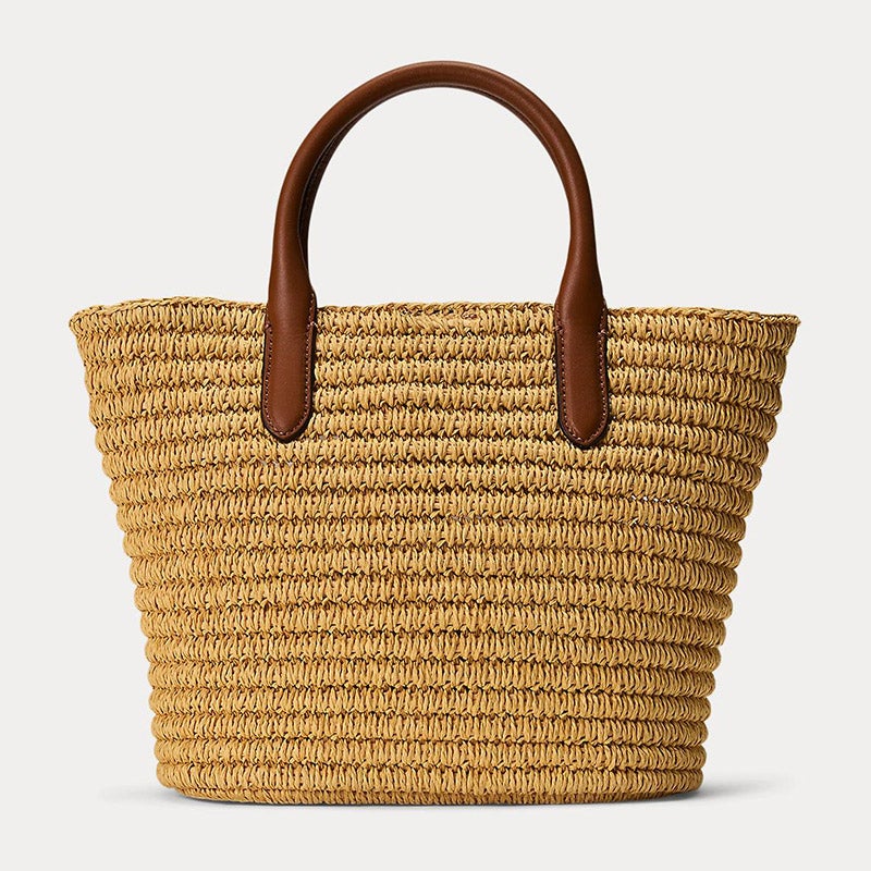 LAUREN RALPH LAUREN ウーブン ストロー ミディアム Brie トート