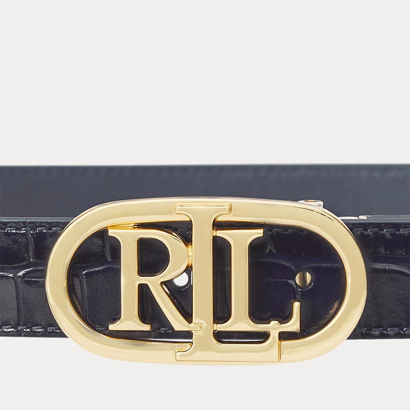 Ralph Lauren ロゴ リバーシブル エンボスド スキニー ベルト　S ロゴ リバーシブル エンボスド スキニー ベルト | ラルフ