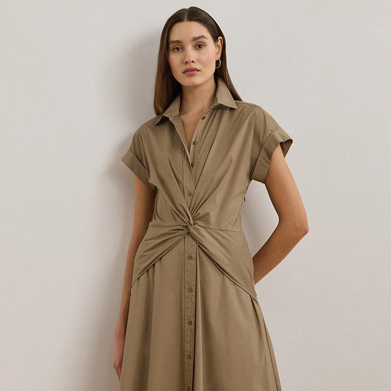 LAUREN RALPH LAUREN ツイストフロント コットンブレンド シャツ
