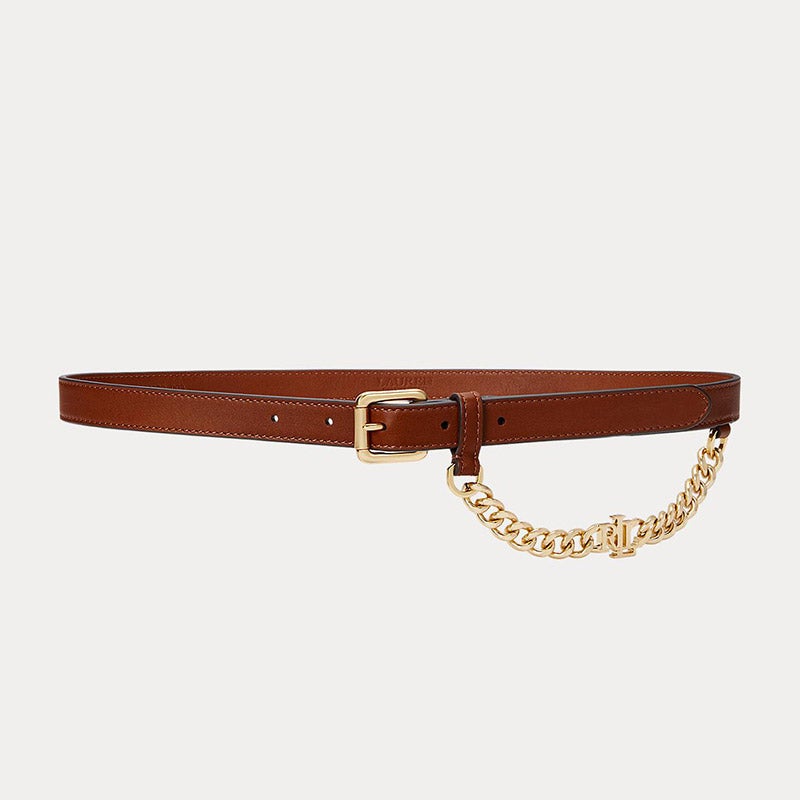 LAUREN RALPH LAUREN ロゴチェーン レザー スキニー ベルト 通販
