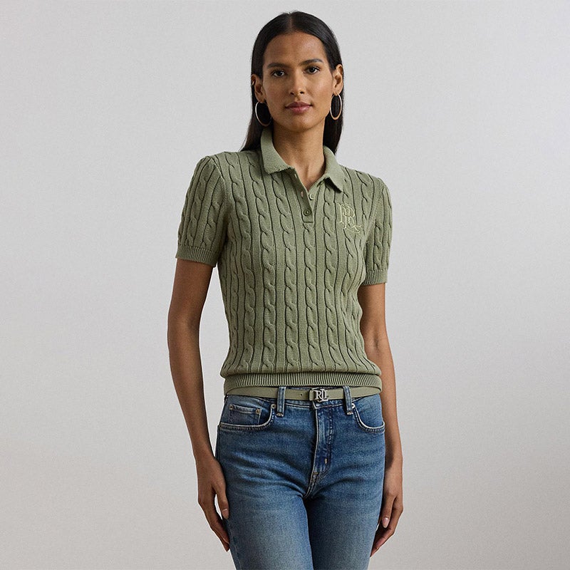 LAUREN RALPH LAUREN ケーブルニット コットン ポロ セーター