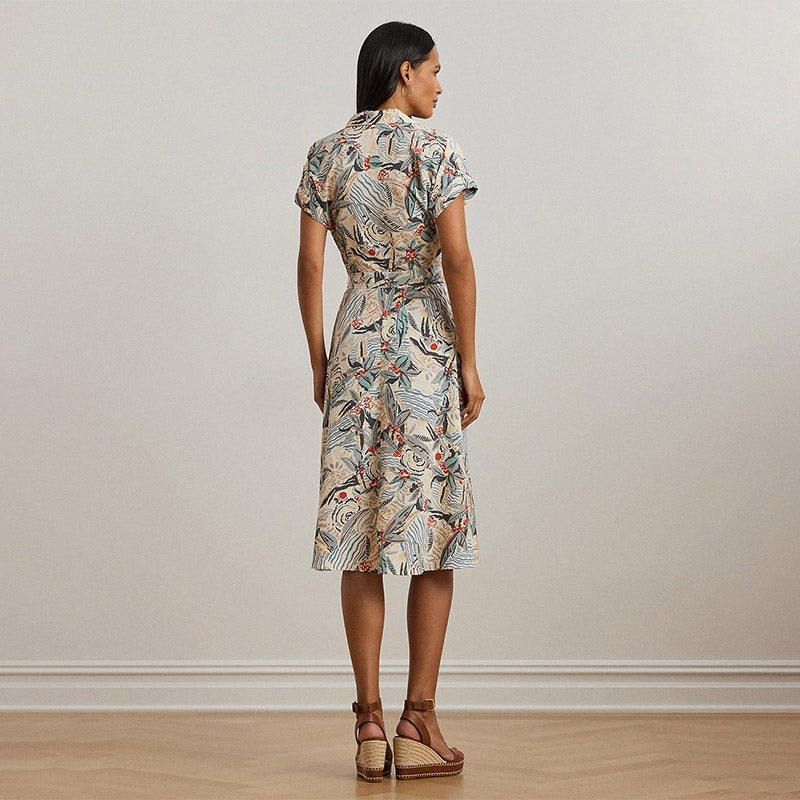 LAUREN RALPH LAUREN プリント ベルテッド クレープ キャンプ