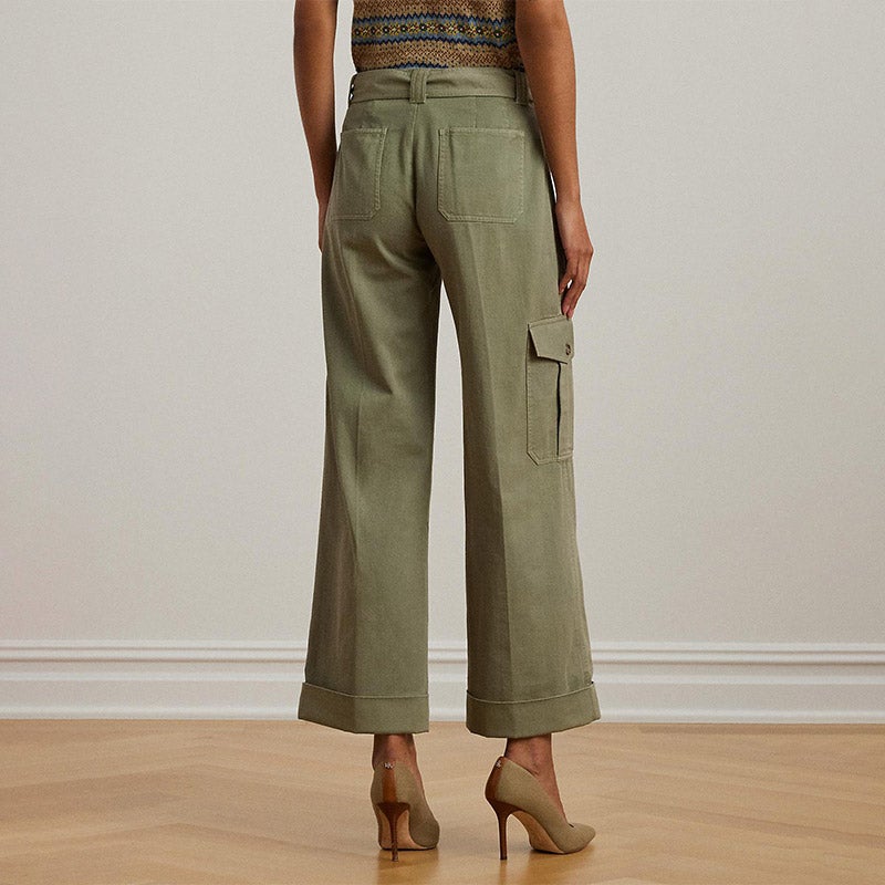 送料関税込★SPORTMAX★Gebeローライズコットンワイドレッグ LAUREN RALPH LAUREN プリーテッド コットン ツイル ワイド