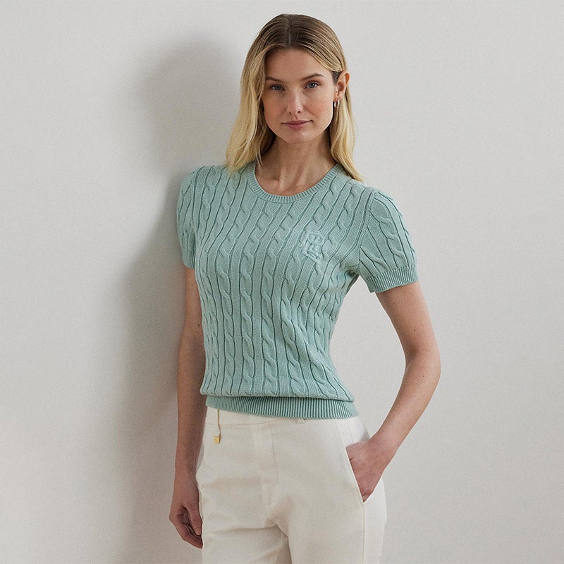 LAUREN RALPH LAUREN ケーブルニット コットン ショートスリーブ