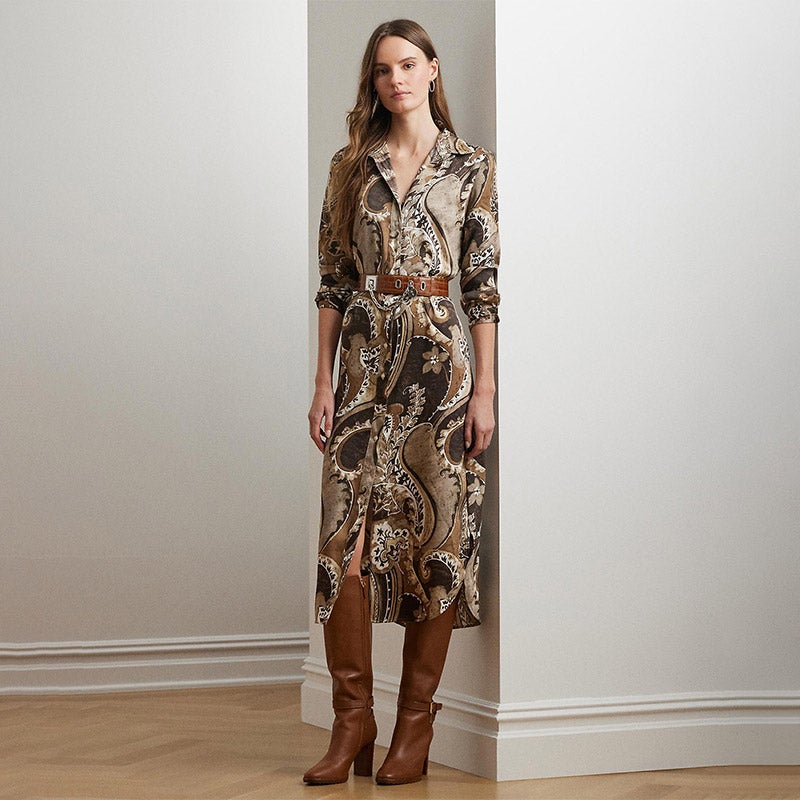 LAUREN RALPH LAUREN ペイズリー ツイル シャツドレス 通販