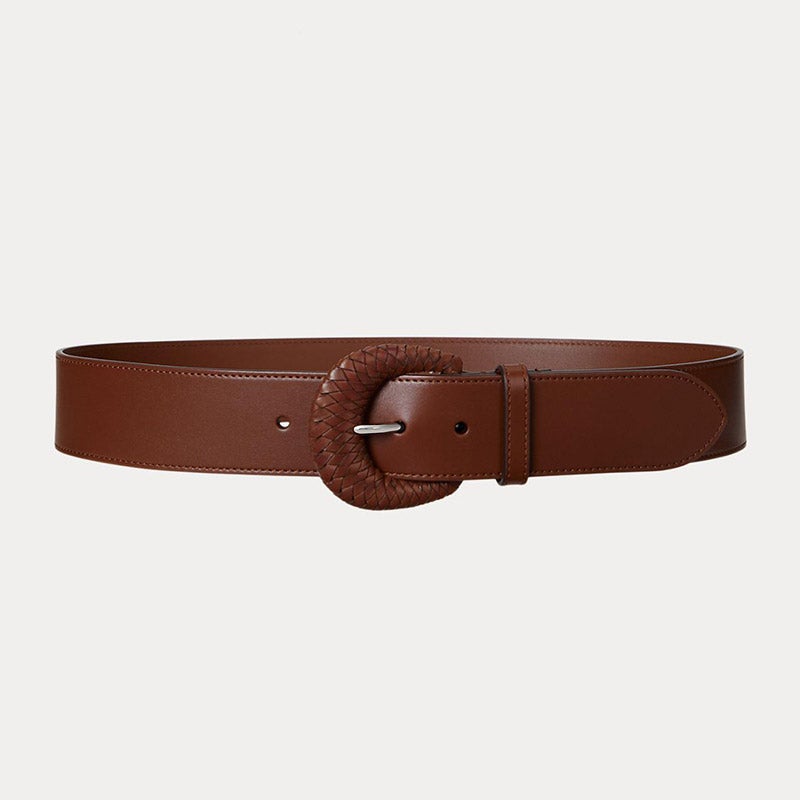 ウーブンバックル ヴァケッタ レザー ワイド ベルト
