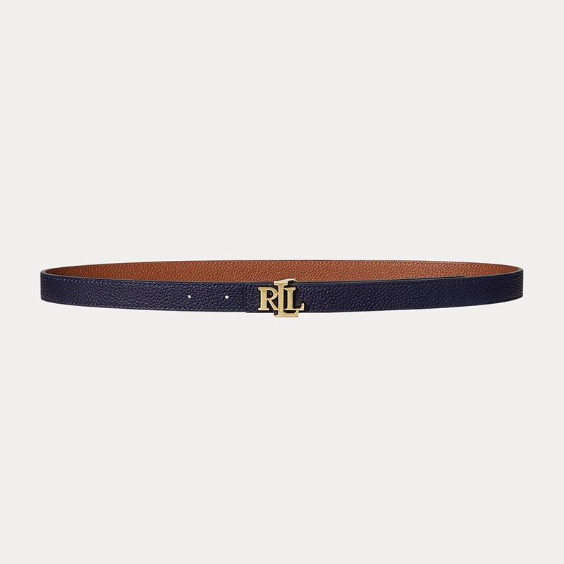 LAUREN RALPH LAUREN ロゴ リバーシブル レザー スキニー ベルト