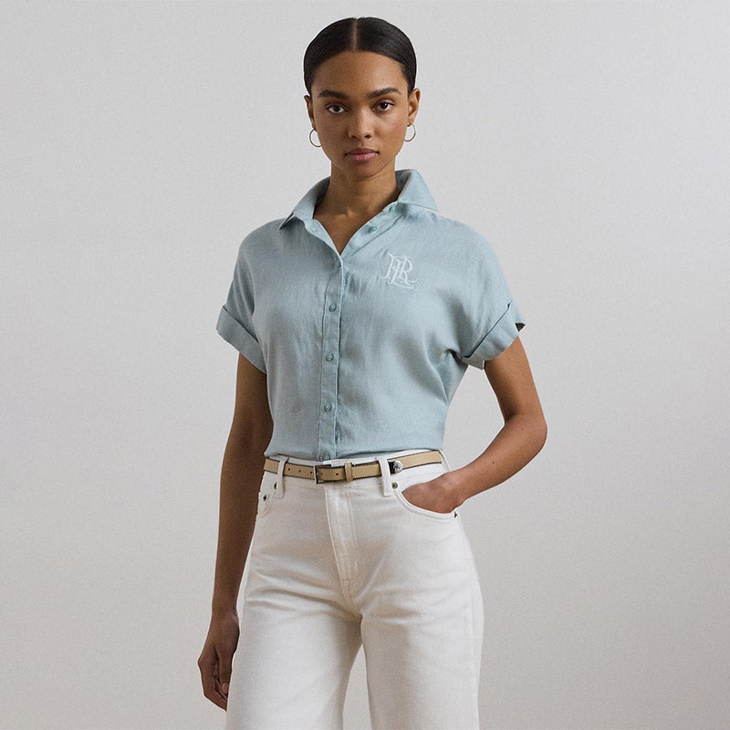 Ralph Lauren - 【春物 新入荷】新品 未使用品●RALPH LAUREN/ラルフローレン●ベルト付リネンシャツ/チュニック/長袖 ベージュ レディース M 春秋 121052 RALPH LAUREN ラルフローレン COTTON OXFORD シャツ[品番